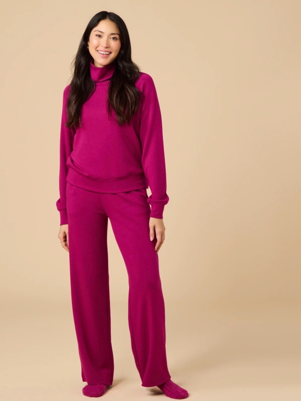 Softies DreamTech Boat Neck with Pintuck Pant Set Magenta